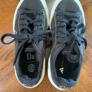 Stella McCartney Black Canvas Sneakers with Ivory Sole